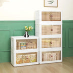 Folding Cabinet with Lids Storage Bins for Bathroom