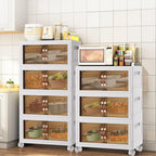 Folding Cabinet with Lids Storage Bins for Bathroom