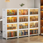 Folding Cabinet with Lids Storage Bins for Bathroom