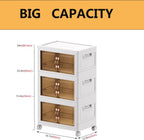 Folding Cabinet with Lids Storage Bins for Bathroom