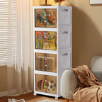 Folding Cabinet with Lids Storage Bins for Bathroom
