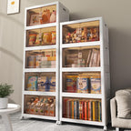 Folding Cabinet with Lids Storage Bins for Bathroom