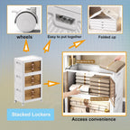 Folding Cabinet with Lids Storage Bins for Bathroom