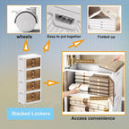 Folding Cabinet with Lids Storage Bins for Bathroom
