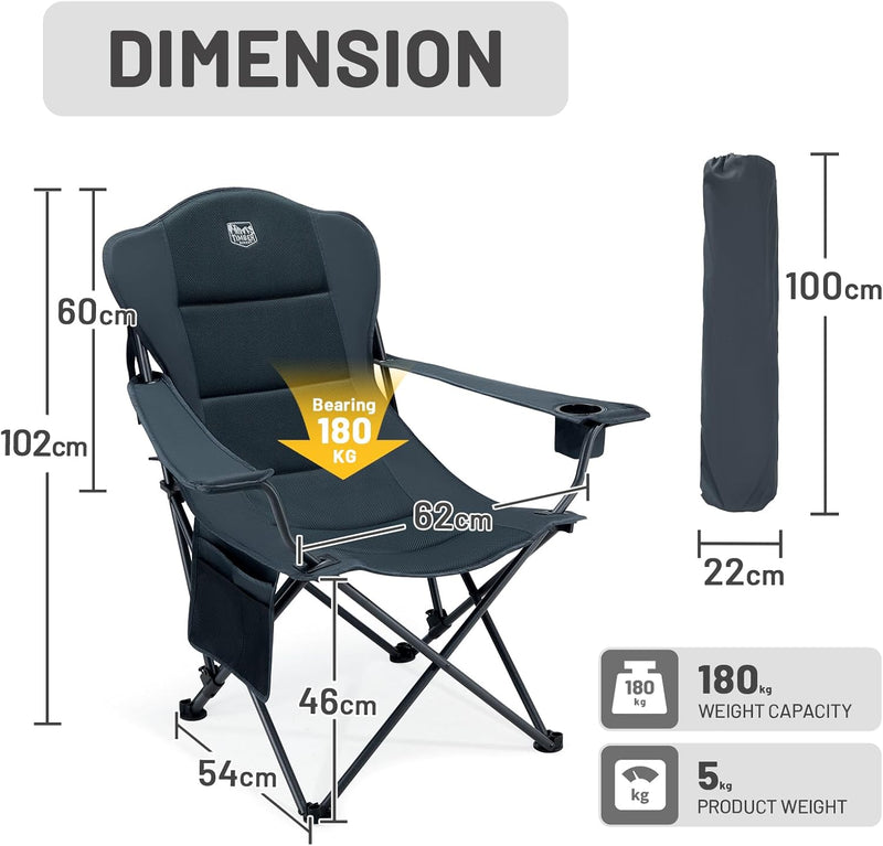 Folding Camping Chair Lightweight Recliner with Adjustable (Set of 2)