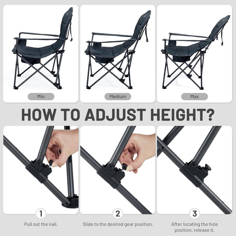 Folding Camping Chair Lightweight Recliner with Adjustable (Set of 2)