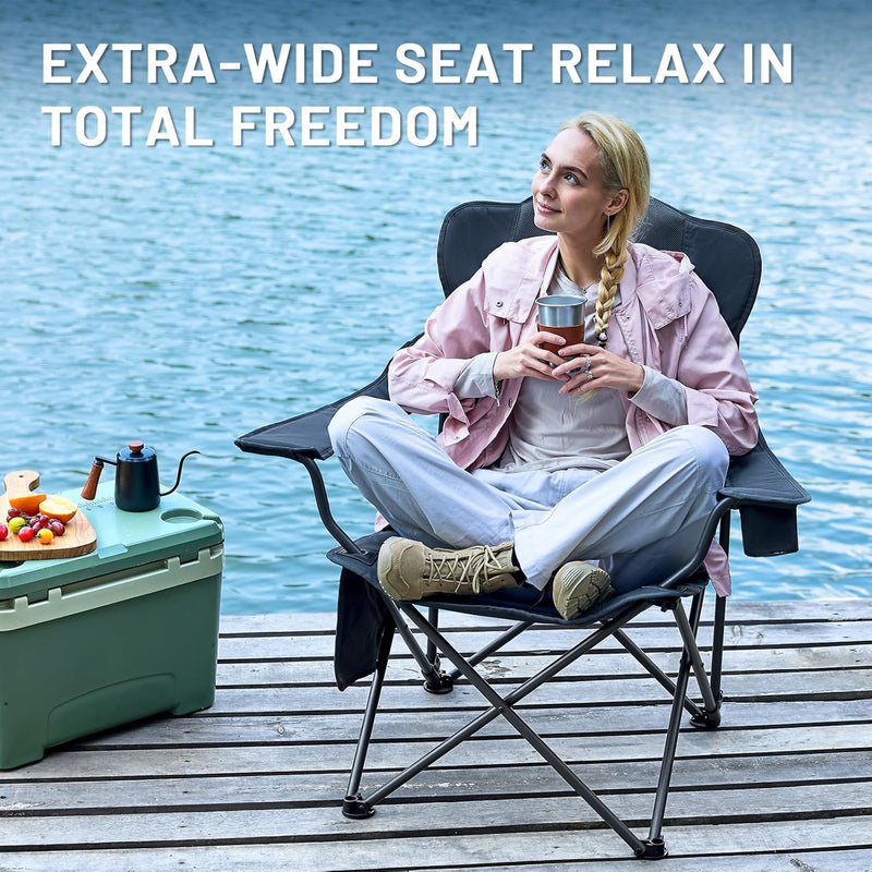 Folding Camping Chair Lightweight Recliner with Adjustable (Set of 2)