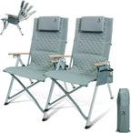 Folding Camping Chairs 2 Set for Adults Adjustable