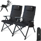 Folding Camping Chairs 2 Set for Adults Adjustable