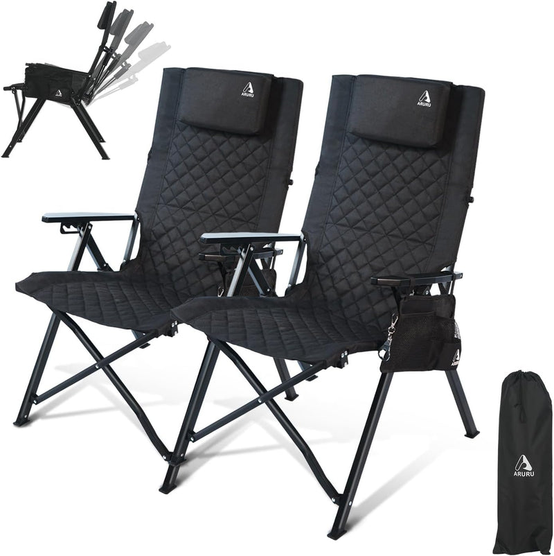 Folding Camping Chairs 2 Set for Adults Adjustable