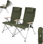 Folding Camping Chairs 2 Set for Adults Adjustable