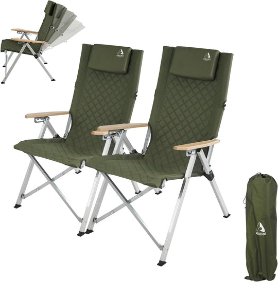 Folding Camping Chairs 2 Set for Adults Adjustable