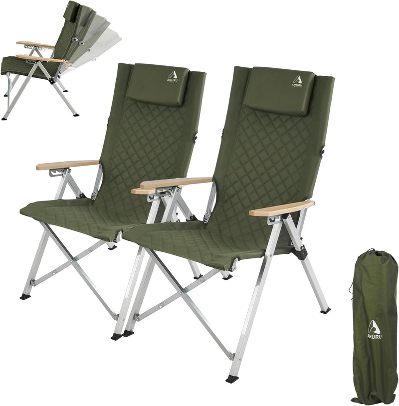 Folding Camping Chairs 2 Set for Adults Adjustable