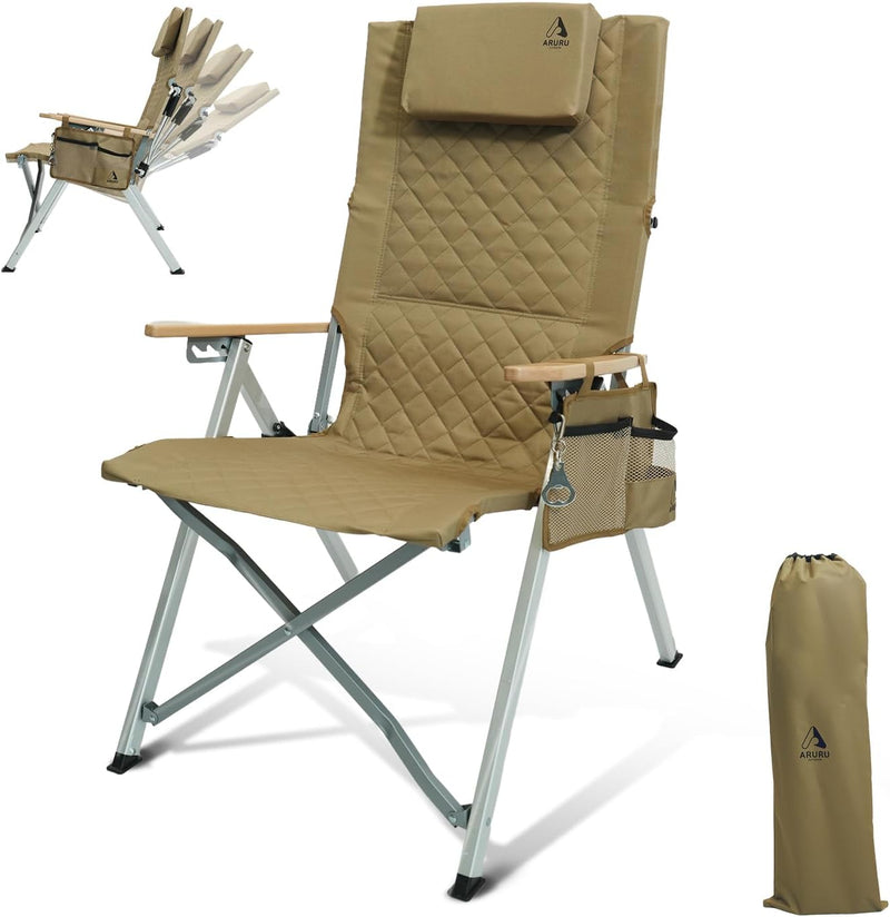 Folding Camping Chairs 2 Set for Adults Adjustable