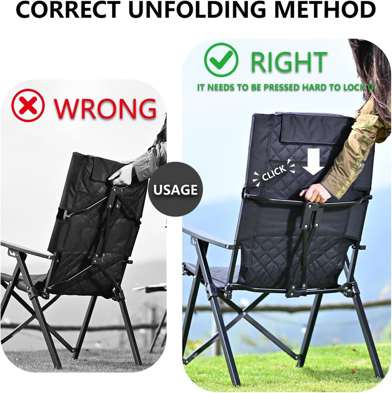Folding Camping Chairs 2 Set for Adults Adjustable