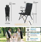 Folding Camping Chairs 2 Set for Adults Adjustable
