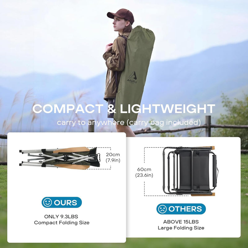 Folding Camping Chairs 2 Set for Adults Adjustable