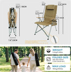 Folding Camping Chairs 2 Set for Adults Adjustable