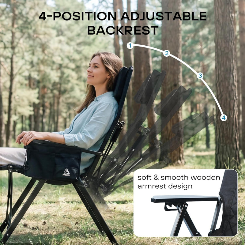Folding Camping Chairs 2 Set for Adults Adjustable