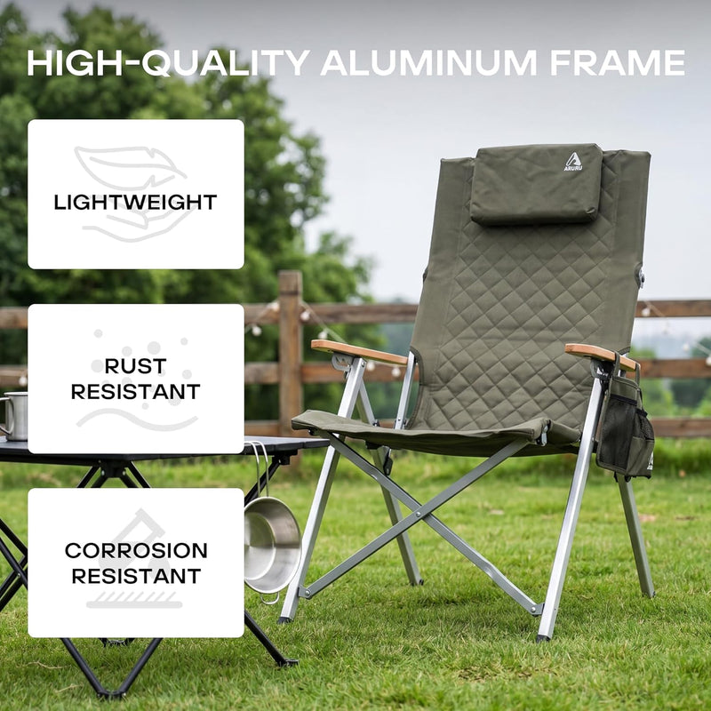 Folding Camping Chairs 2 Set for Adults Adjustable