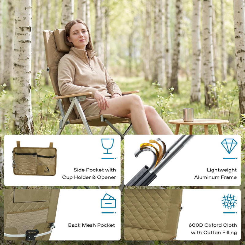 Folding Camping Chairs 2 Set for Adults Adjustable