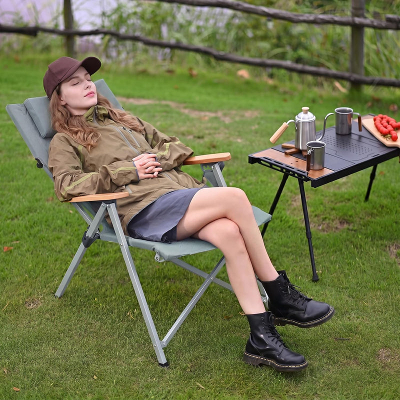 Folding Camping Chairs 2 Set for Adults Adjustable