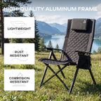Folding Camping Chairs 2 Set for Adults Adjustable