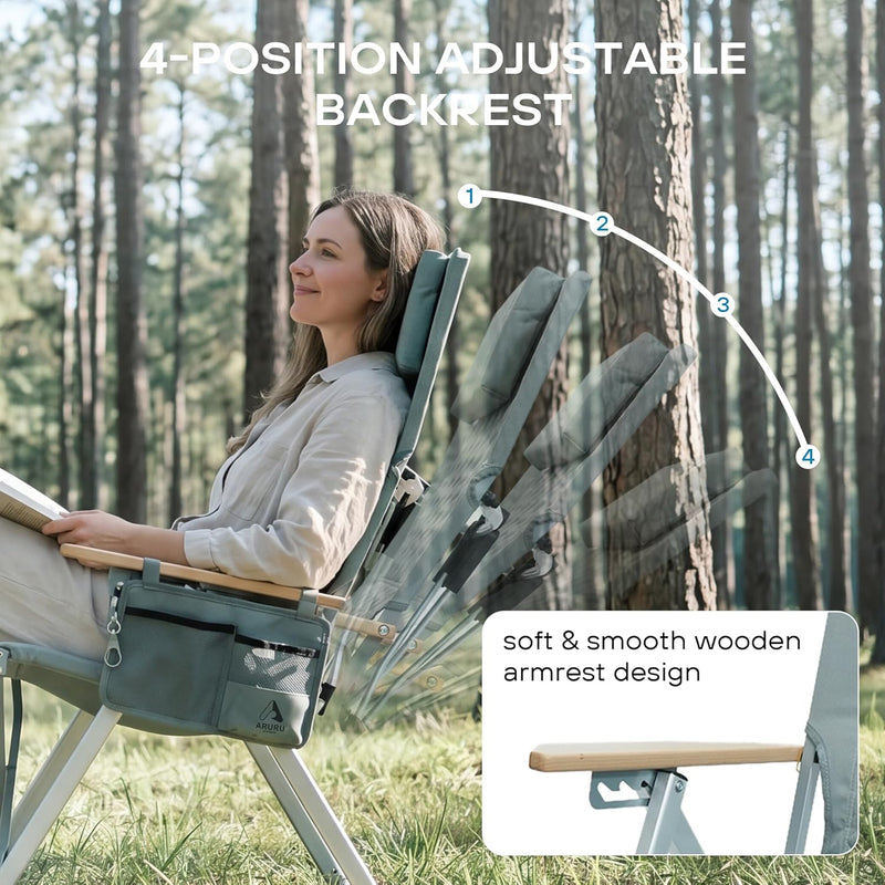 Folding Camping Chairs 2 Set for Adults Adjustable