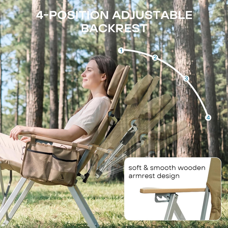 Folding Camping Chairs 2 Set for Adults Adjustable