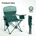 Folding Camping Chairs Lightweight Picnic Chair with Cooler (Set of 2)