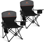 Folding Camping Chairs Lightweight Picnic Chair with Cooler (Set of 2)