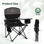 Folding Camping Chairs Lightweight Picnic Chair with Cooler (Set of 2)