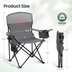 Folding Camping Chairs Lightweight Picnic Chair with Cooler (Set of 2)
