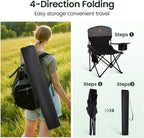 Folding Camping Chairs Lightweight Picnic Chair with Cooler (Set of 2)