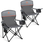 Folding Camping Chairs Lightweight Picnic Chair with Cooler (Set of 2)