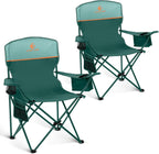 Folding Camping Chairs Lightweight Picnic Chair with Cooler (Set of 2)