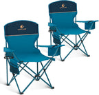 Folding Camping Chairs Lightweight Picnic Chair with Cooler (Set of 2)