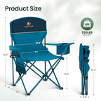 Folding Camping Chairs Lightweight Picnic Chair with Cooler (Set of 2)