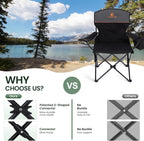 Folding Camping Chairs Lightweight Picnic Chair with Cooler (Set of 2)