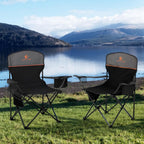 Folding Camping Chairs Lightweight Picnic Chair with Cooler (Set of 2)