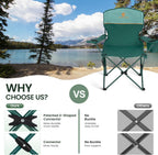 Folding Camping Chairs Lightweight Picnic Chair with Cooler (Set of 2)
