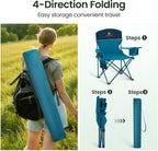 Folding Camping Chairs Lightweight Picnic Chair with Cooler (Set of 2)