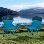 Folding Camping Chairs Lightweight Picnic Chair with Cooler (Set of 2)