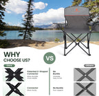 Folding Camping Chairs Lightweight Picnic Chair with Cooler (Set of 2)