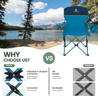 Folding Camping Chairs Lightweight Picnic Chair with Cooler (Set of 2)