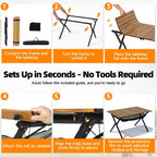 Folding Camping Table 120x70x70CM Large Roll Up Aluminium