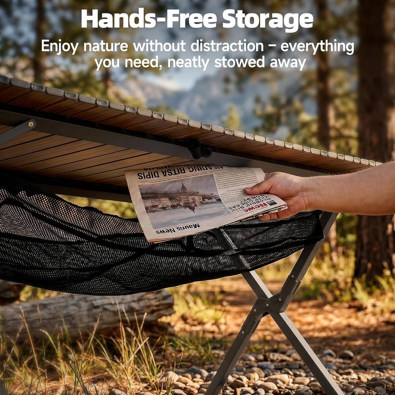 Folding Camping Table 120x70x70CM Large Roll Up Aluminium