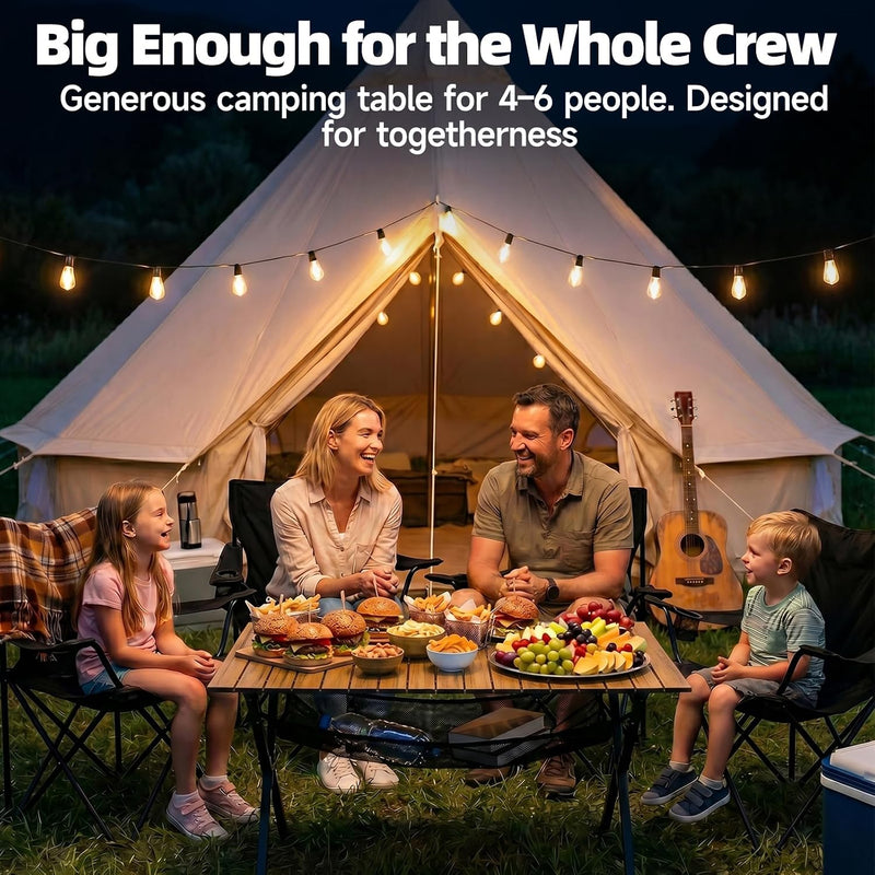 Folding Camping Table 120x70x70CM Large Roll Up Aluminium