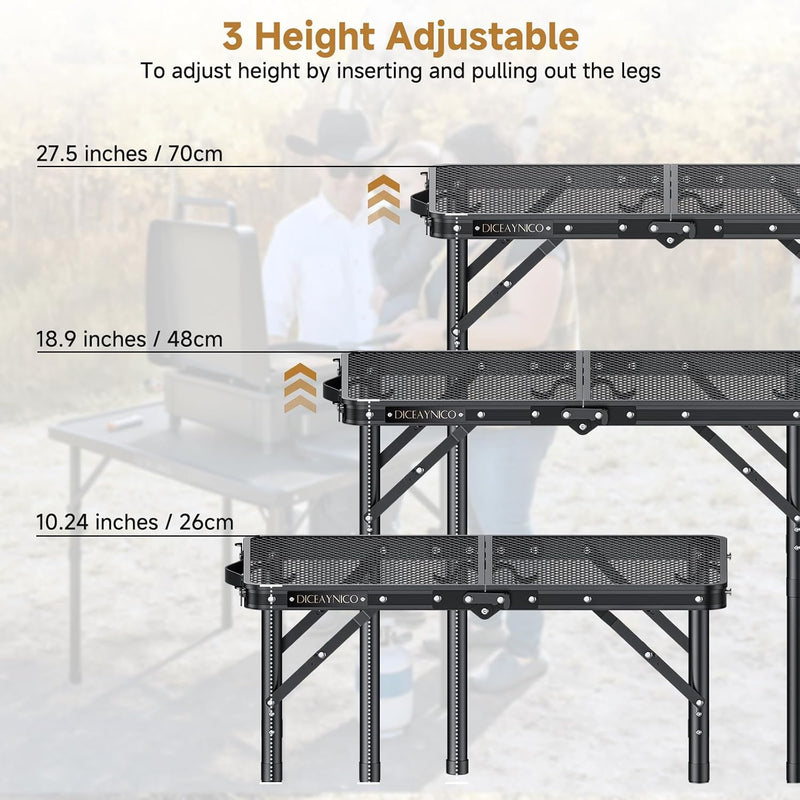 Folding Camping Table x15.7" Picnic 3 Adjust Height