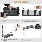 Folding Camping Table x15.7" Picnic 3 Adjust Height